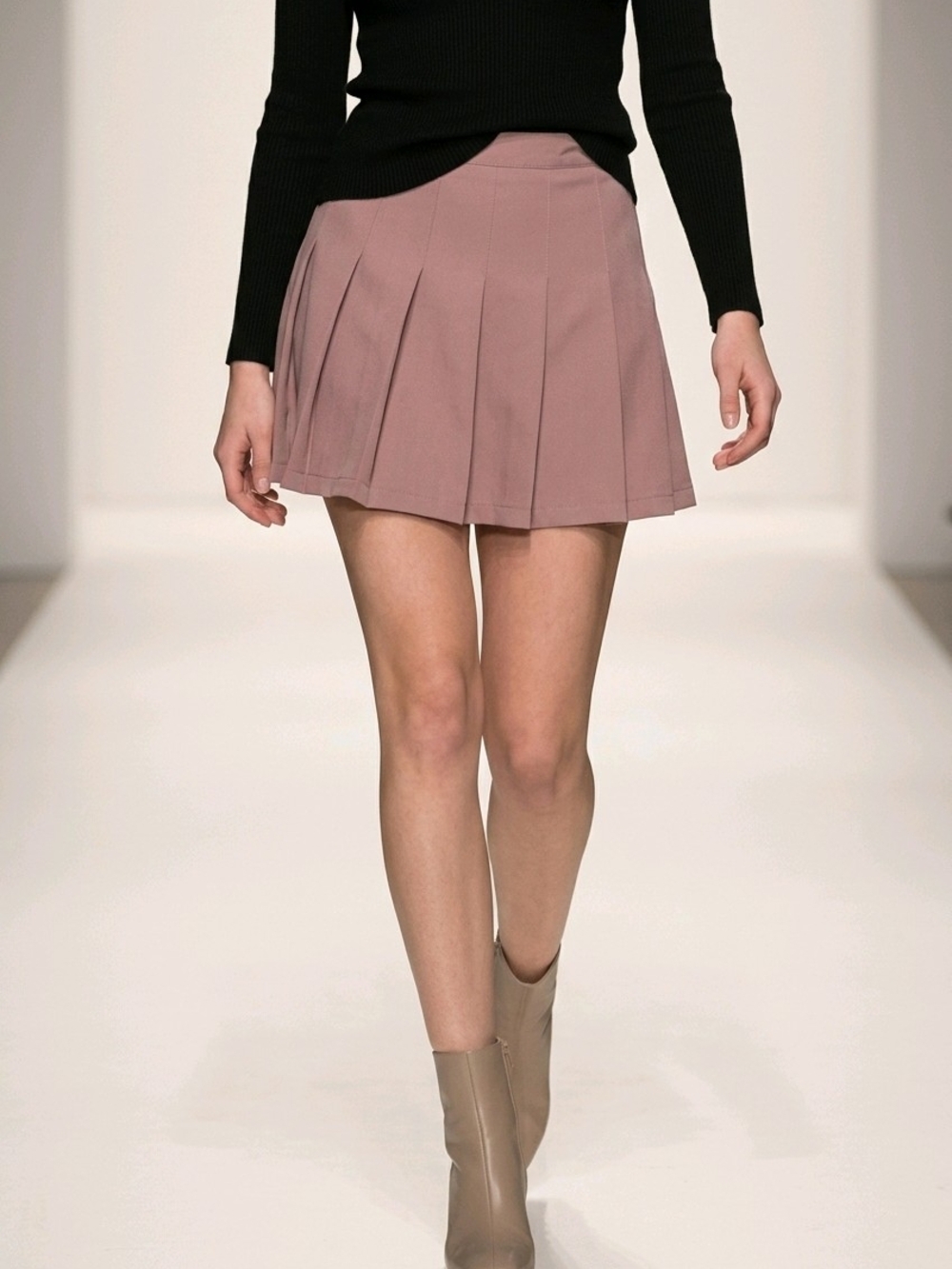 Grace Pleated Mini Skirt in Dusty Rose
